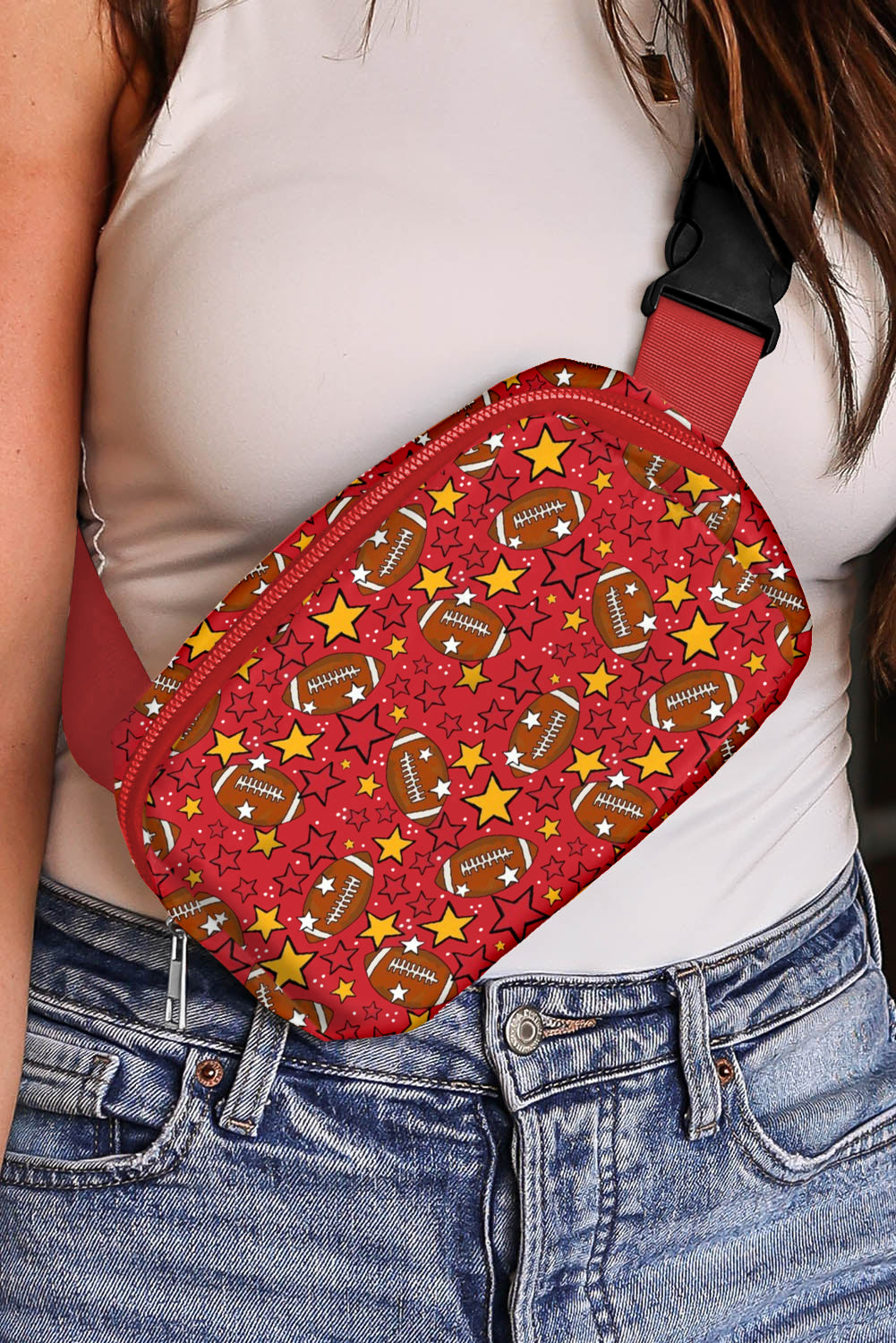 Fiery Red Rugby Crossbody Bag