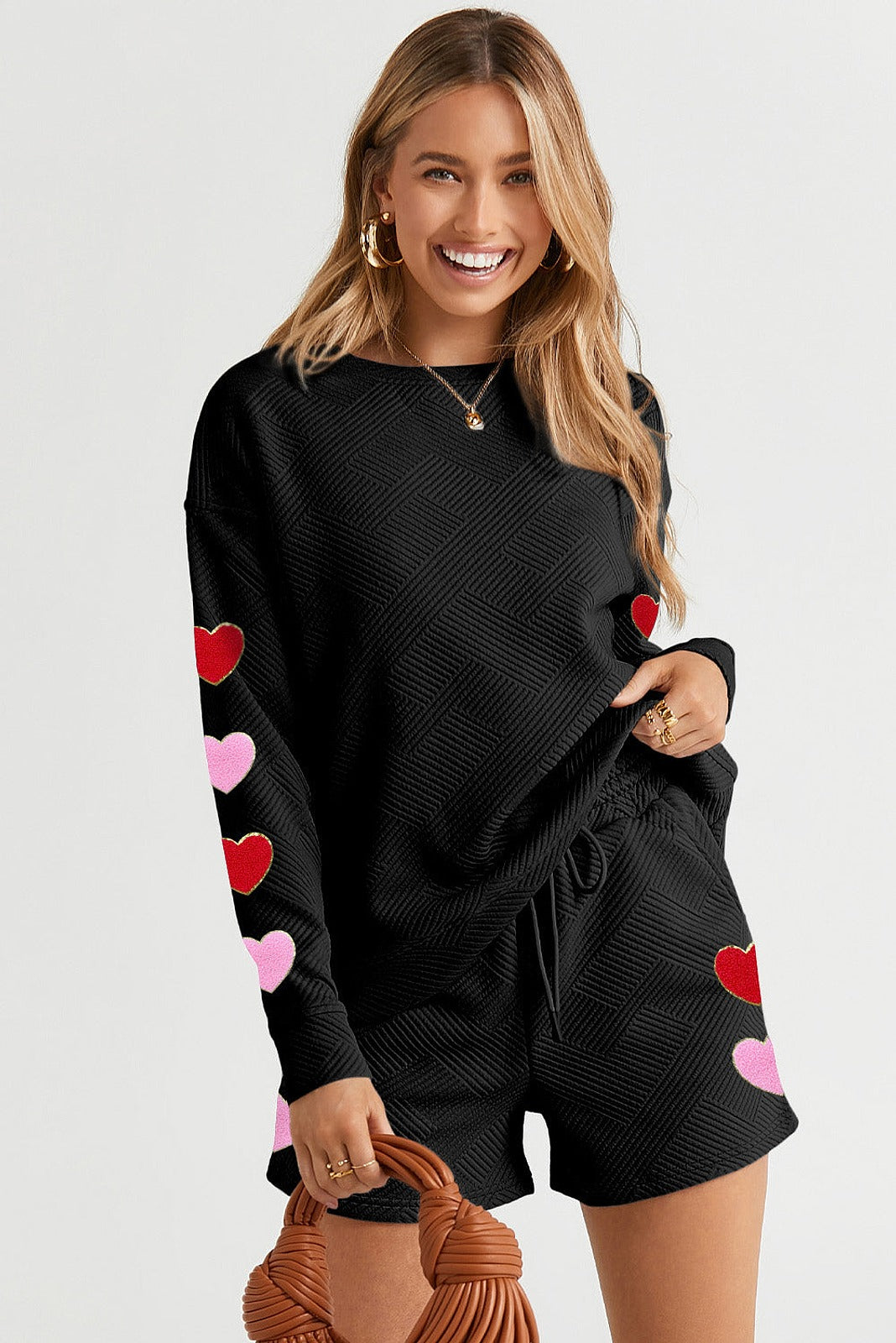 Black Heart Patch Long Sleeve Top