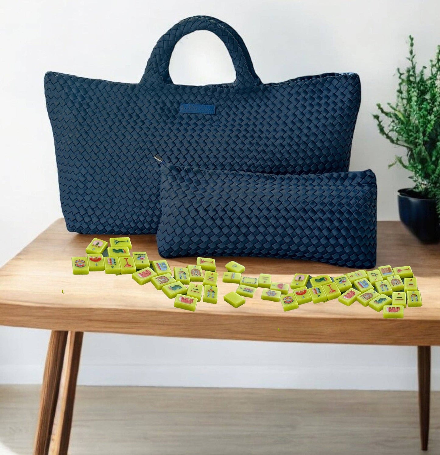 Woven Mahjong Carryall - 6 Colors: Teal