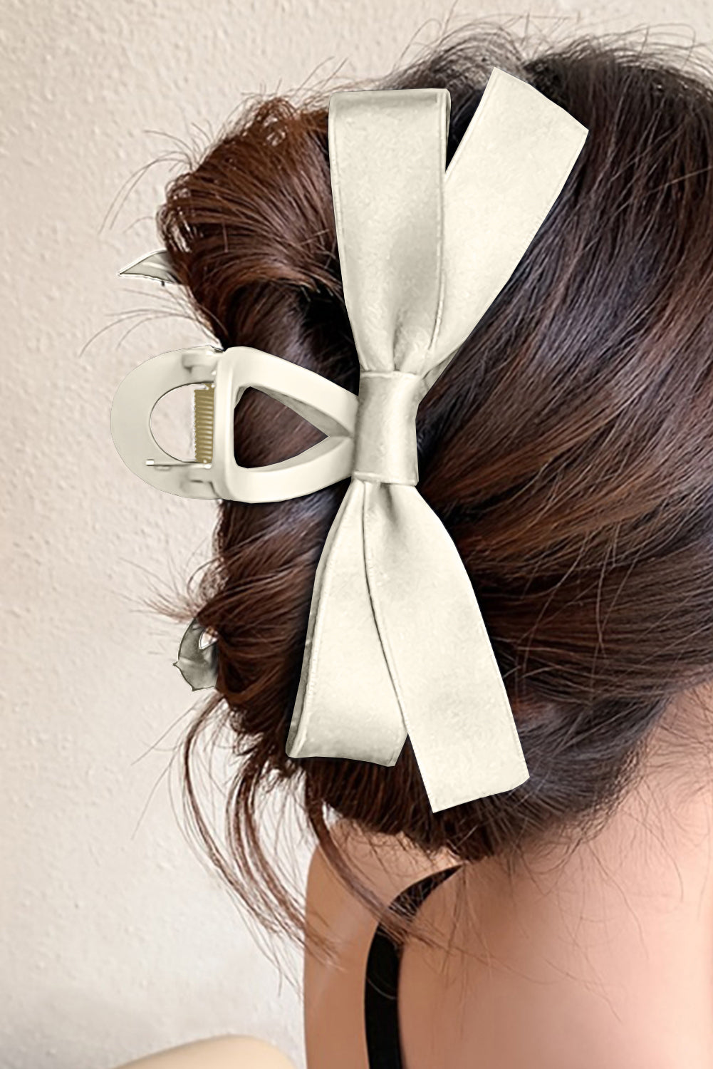 White Bow Decor Hair Clip