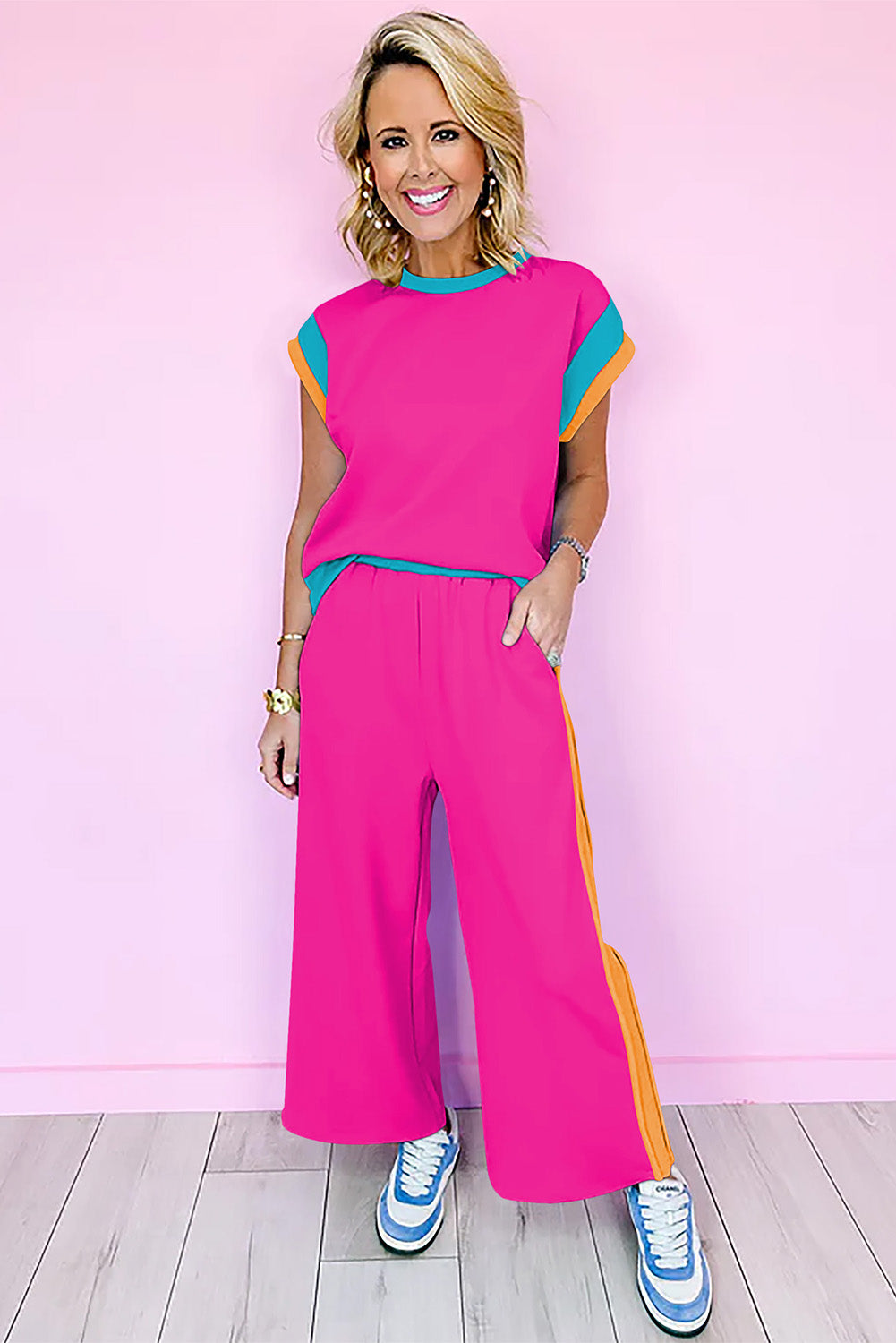 Strawberry Pink Casual Two Piece Set