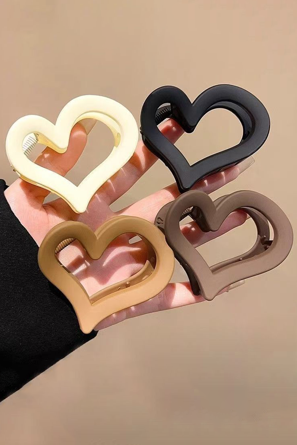 Black Cutout Heart Shape Hair Clip