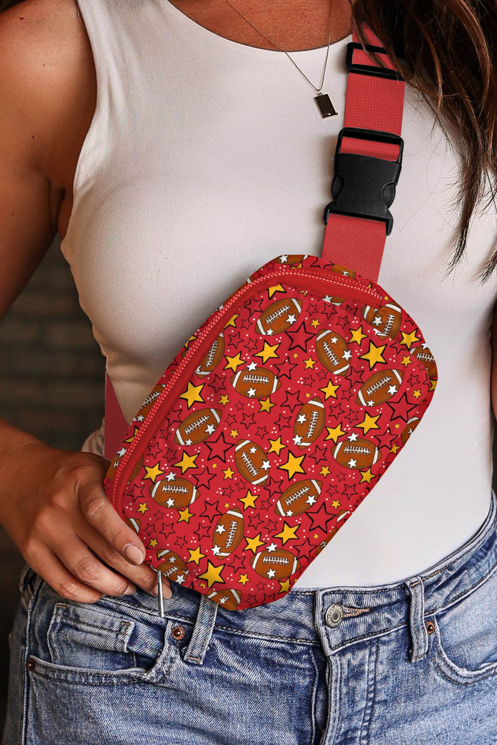 Fiery Red Rugby Crossbody Bag