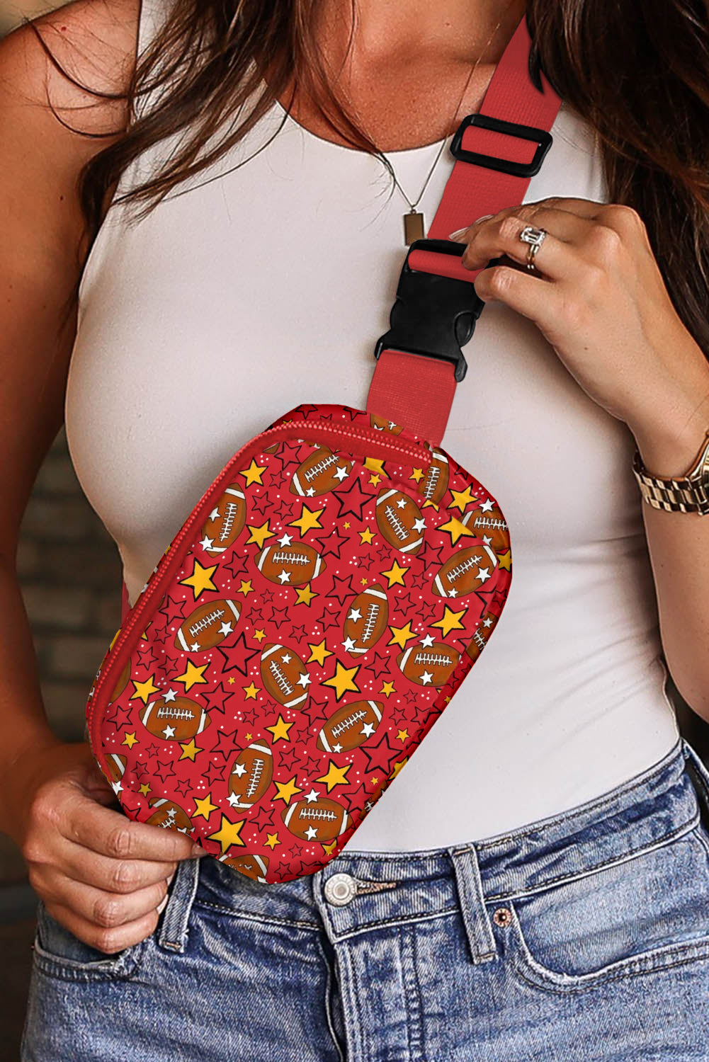 Fiery Red Rugby Crossbody Bag