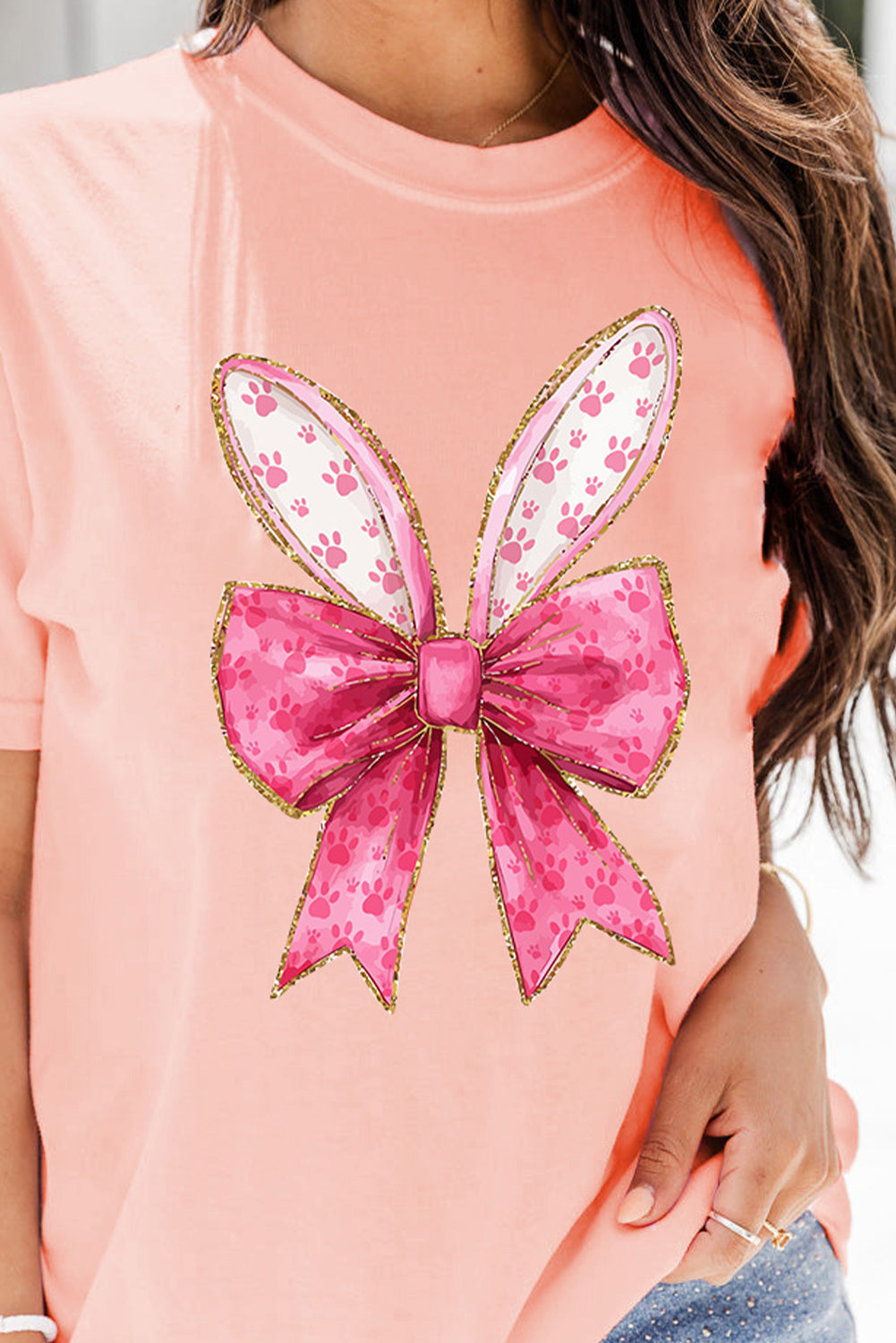 Pink Paw Printed T Shirt