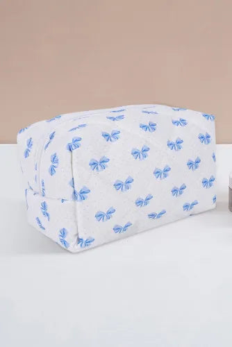 Sky Blue Quilted Makeup Bag