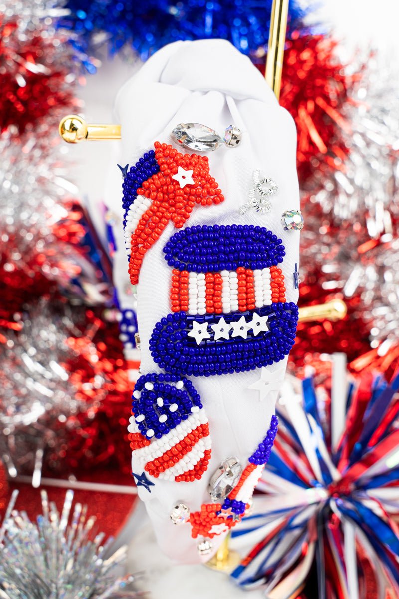 Patriotic Seed Bead Headband