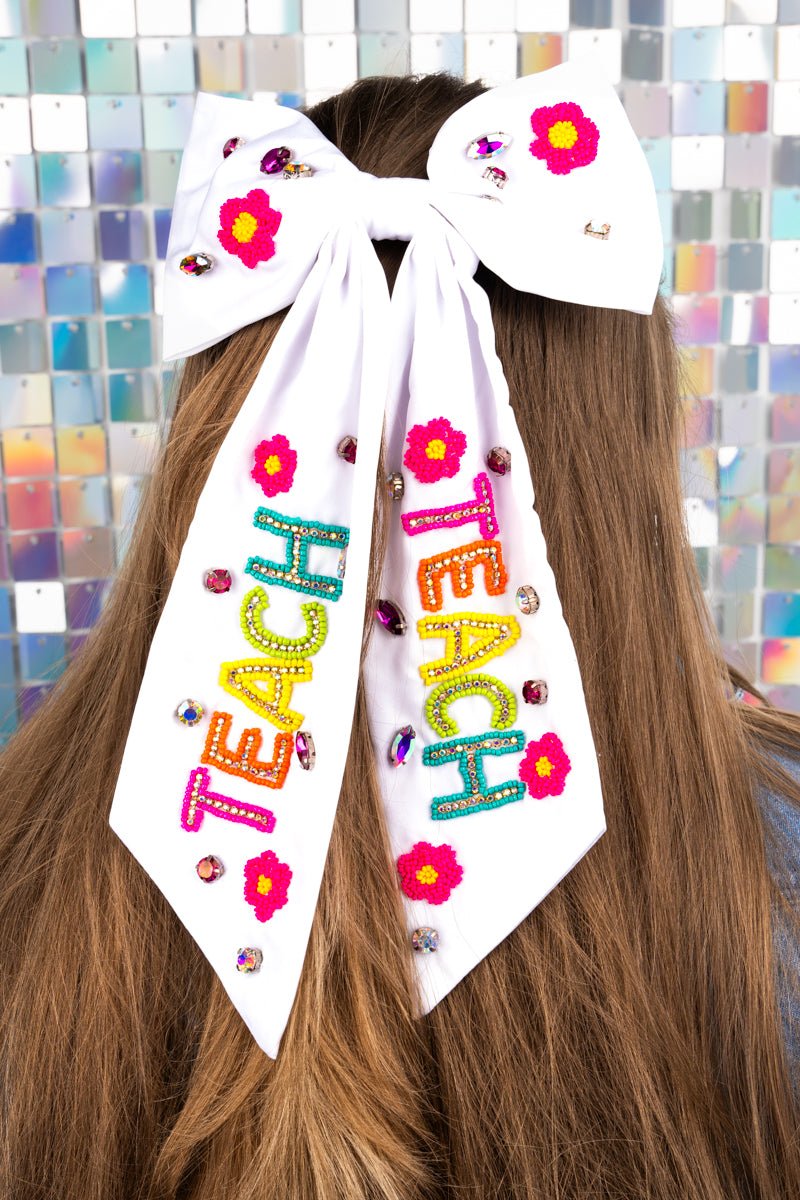 Teach Colorful White Hair Bow