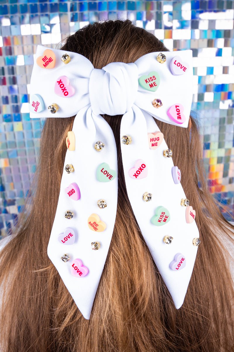 Valentine's Candy Hearts Hair Bow