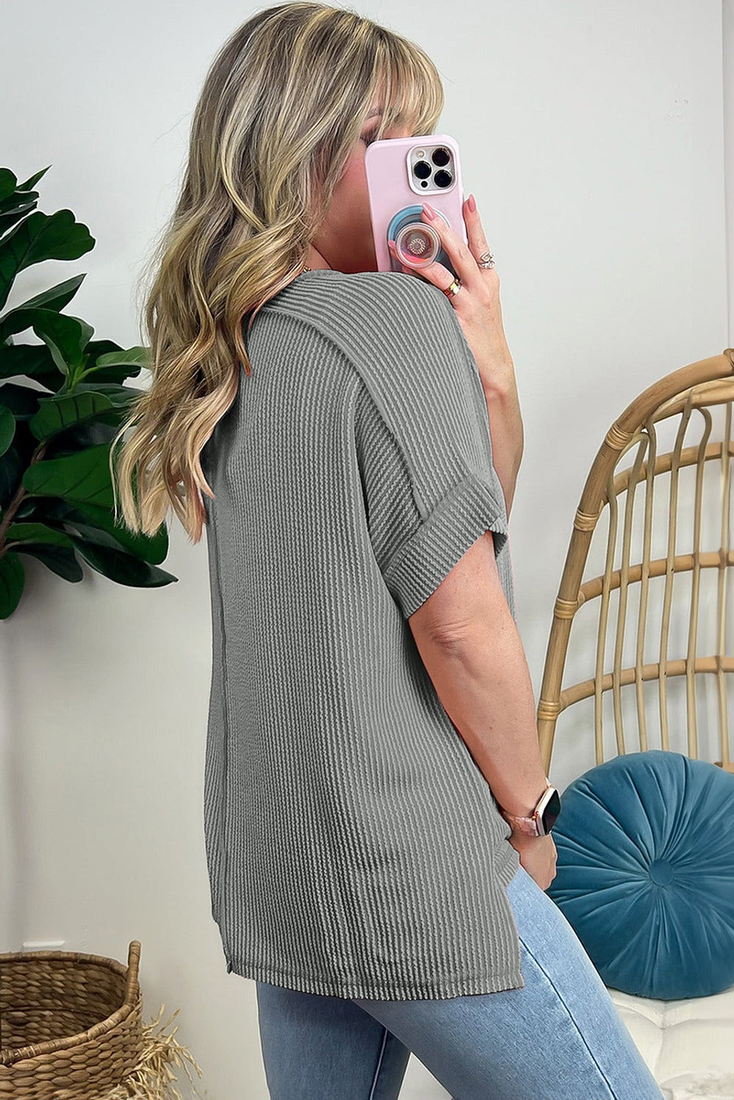 Medium Grey Sequin Baseball Pattern T Shirt