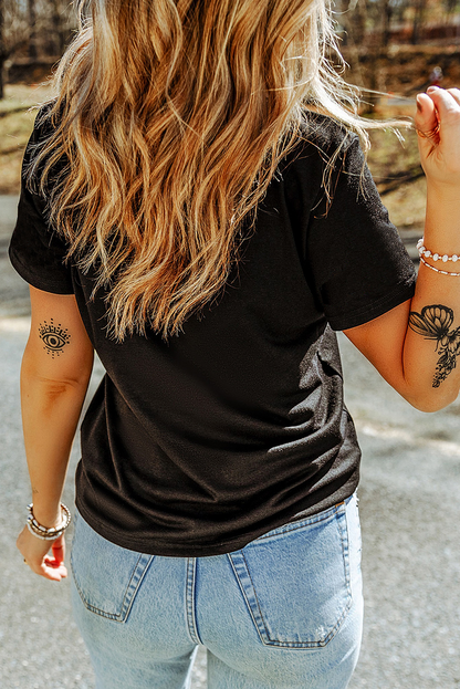 Black Sequin Basketball Graphic T-Shirt