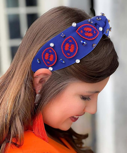 Football Seed Bead Headband