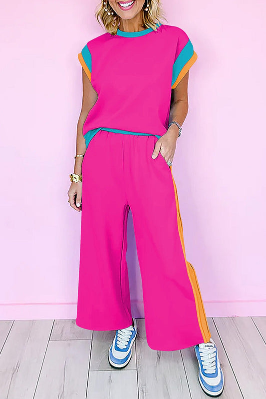 Strawberry Pink Casual Two Piece Set