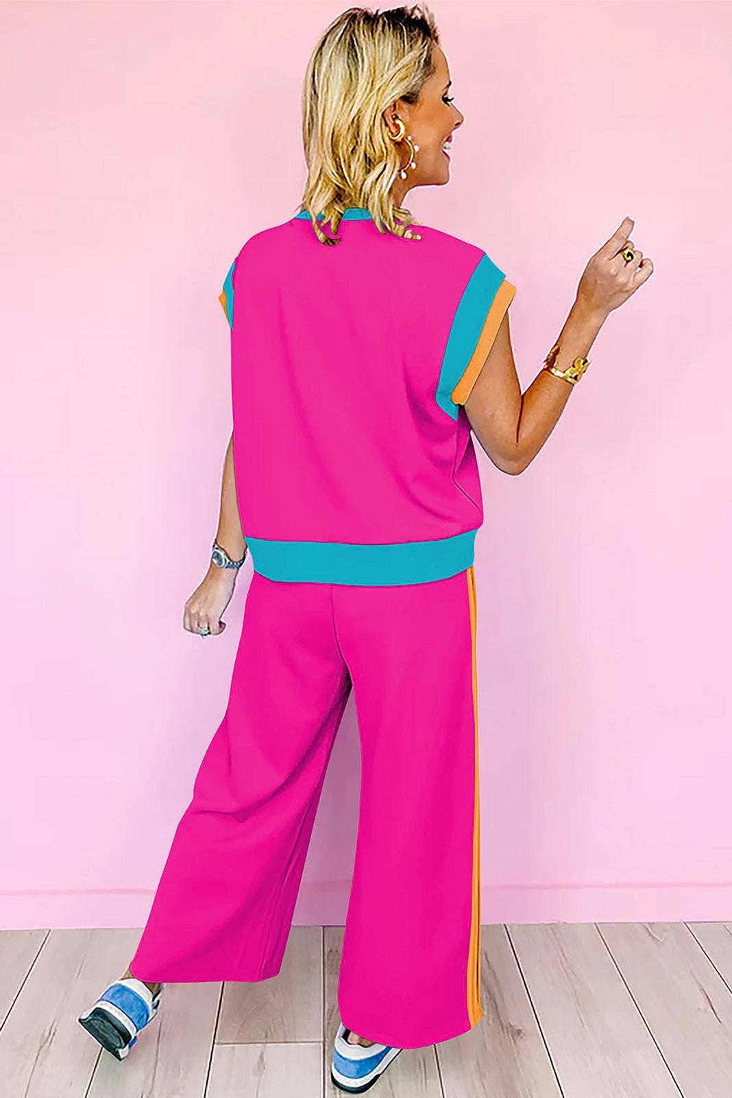 Strawberry Pink Casual Two Piece Set
