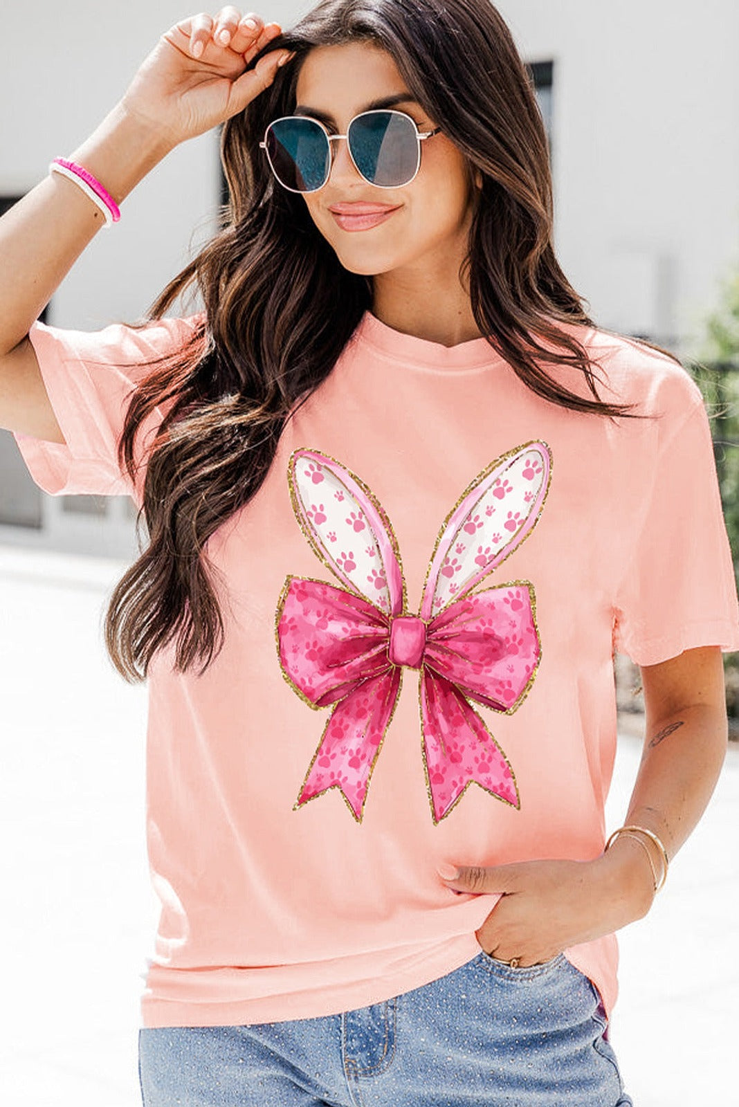 Pink Paw Printed T Shirt
