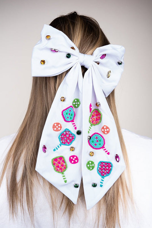 Pickle Ball Seed Bead Hair Bow