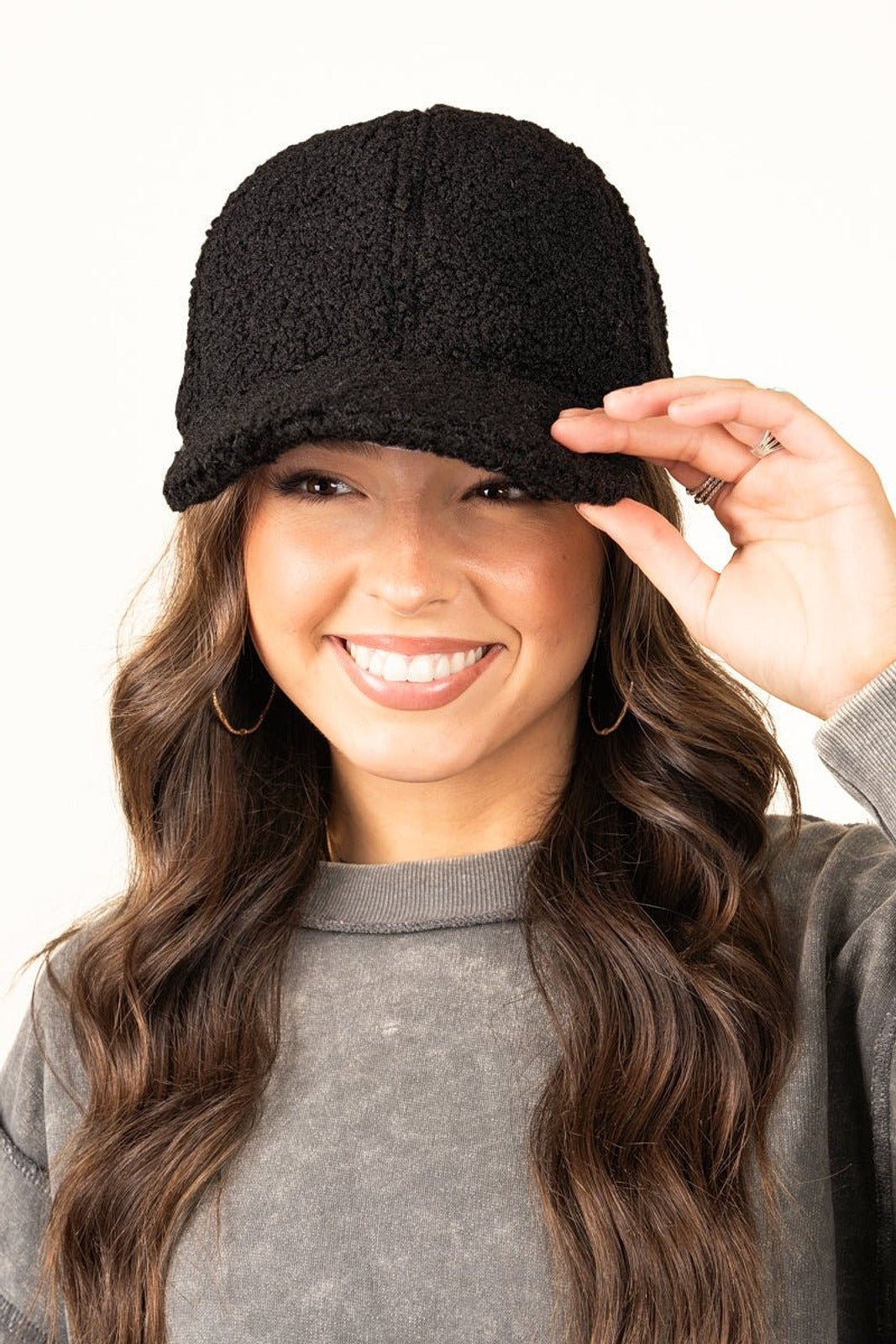 Winter Ultra Soft Black Teddy Bear Cap