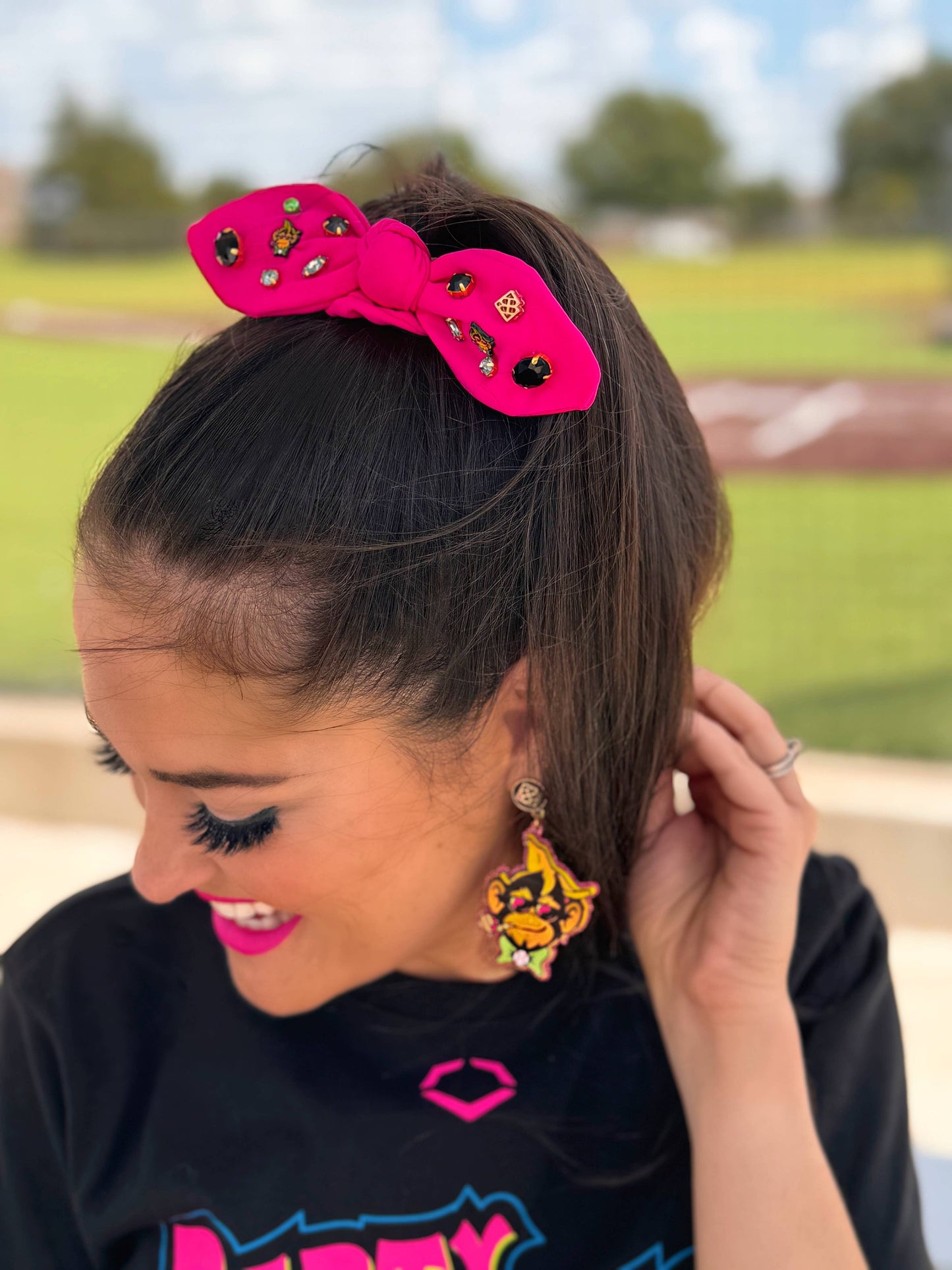 Party Animals Pink Logo Bow Scrunchie 