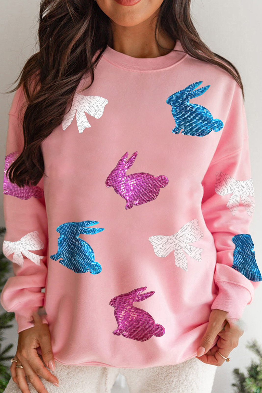 Pink Easter Bunny Crewneck Sweatshirt