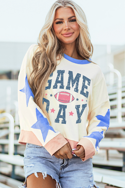Beige Rugby Football Sweatshirt