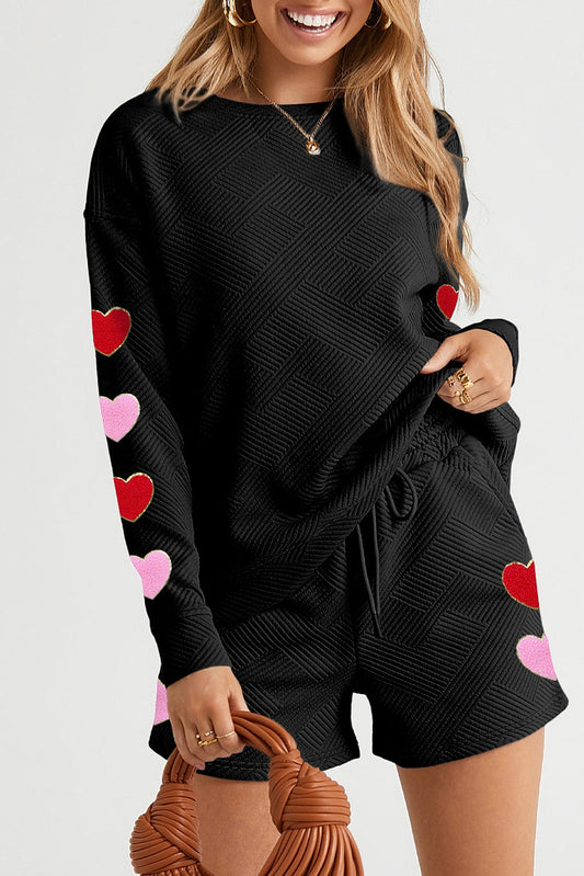 Black Heart Patch Long Sleeve Top