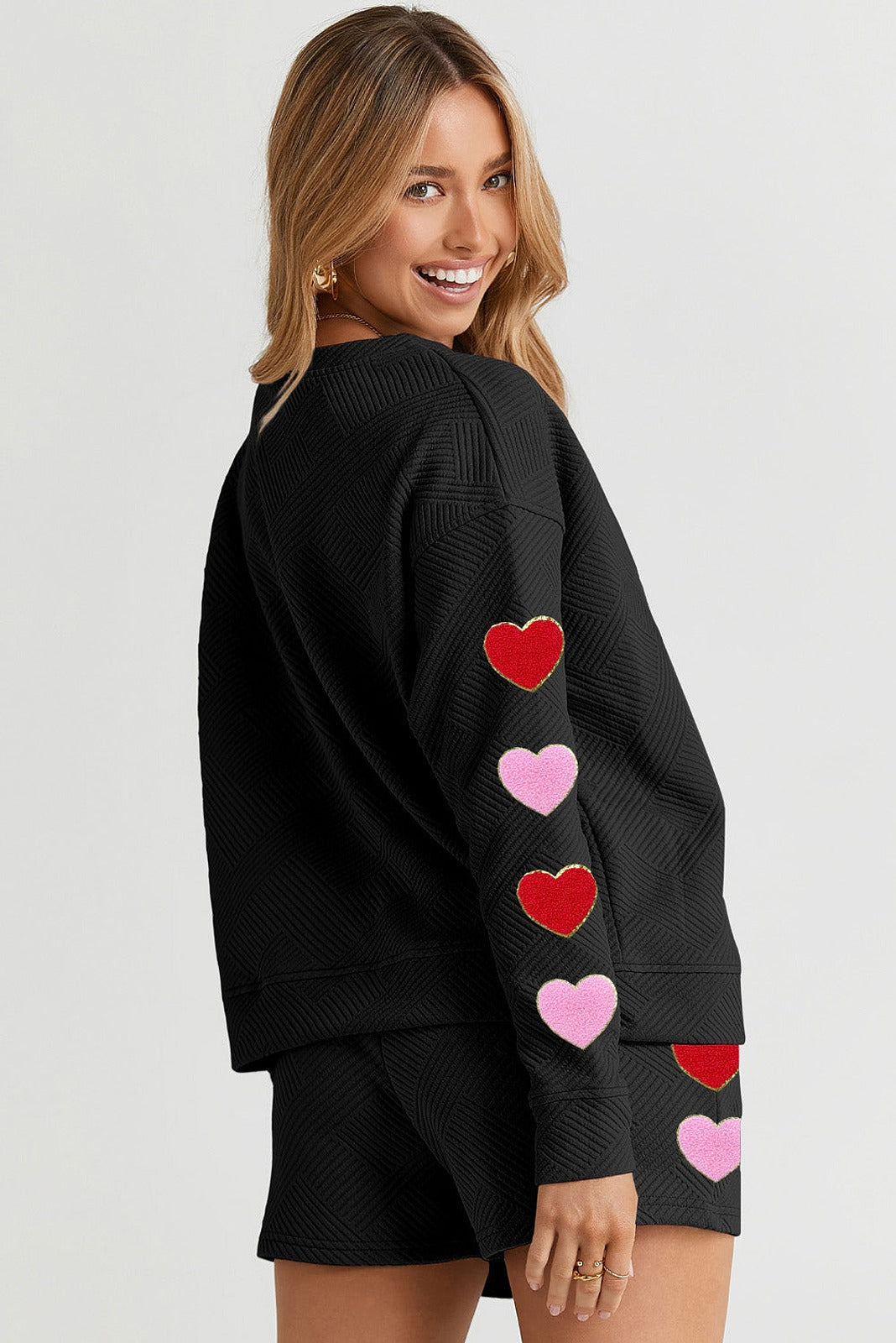 Black Heart Patch Long Sleeve Top