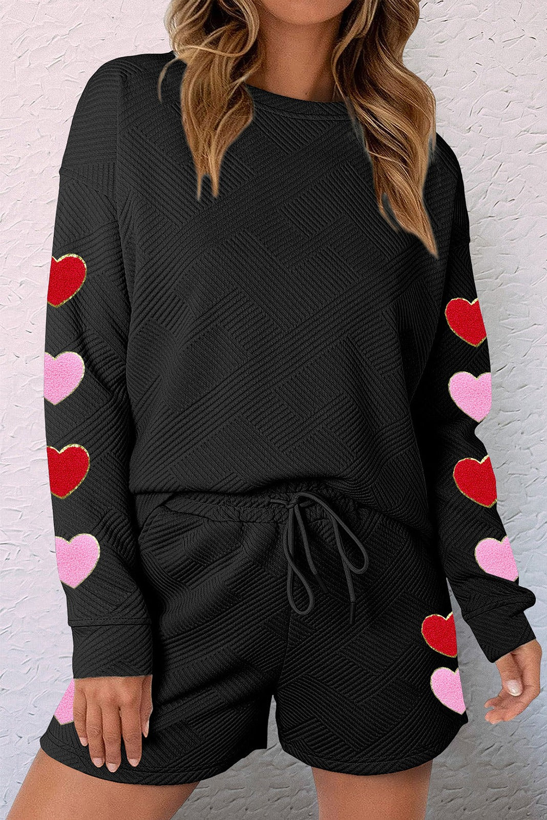 Black Heart Patch Long Sleeve Top