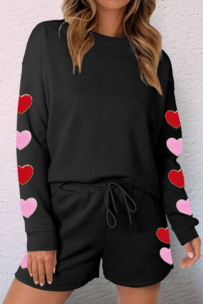 Black Heart Patch Long Sleeve Top