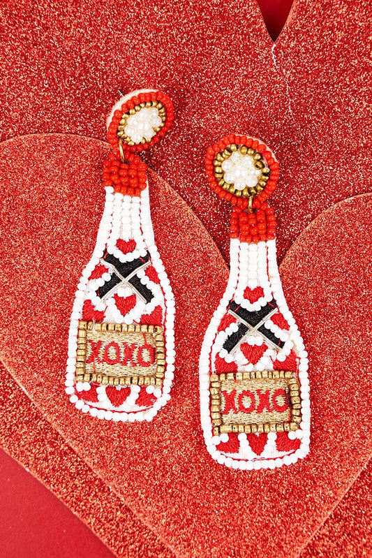 Valentine's 'XOXO' Champagne Seed Bead Earrings