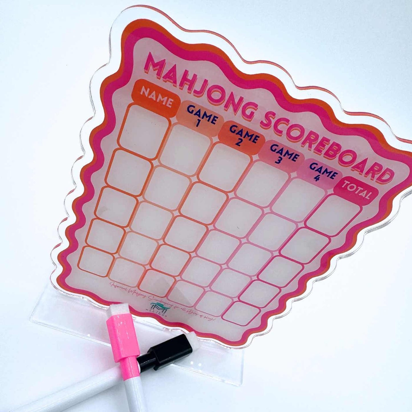 Mahjong Scoreboard | Scalloped Dry Erase Board with Stand & Markers: Blue/Green