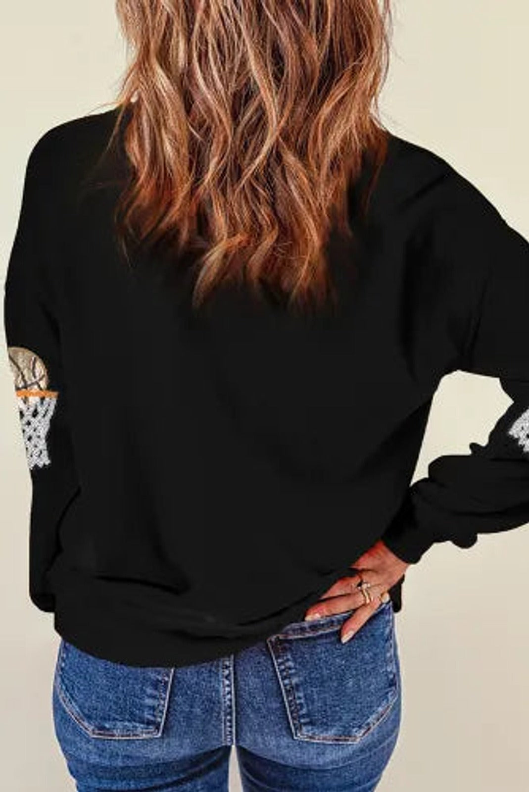 Black Basketball Crew Neck Graphic Sweatshirt