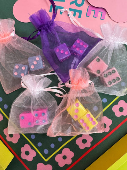 Dice (set of 2): Purple with Hot Pink