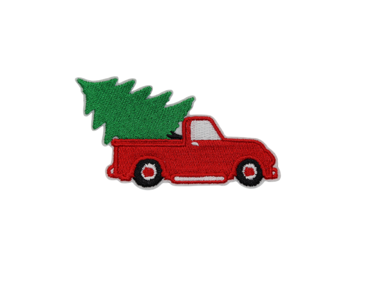 Truck with Christmas Tree Embroidered Iron-On Patch