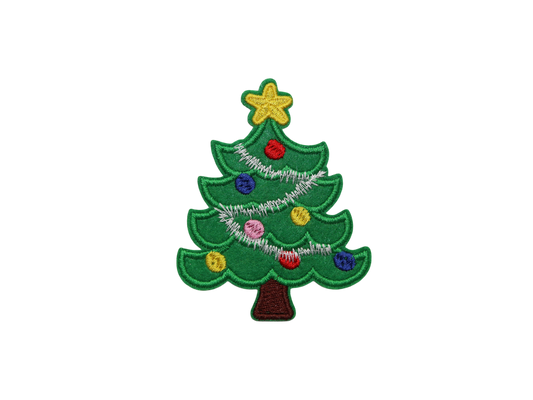 Green Christmas Tree Embroidered Iron-On Patch