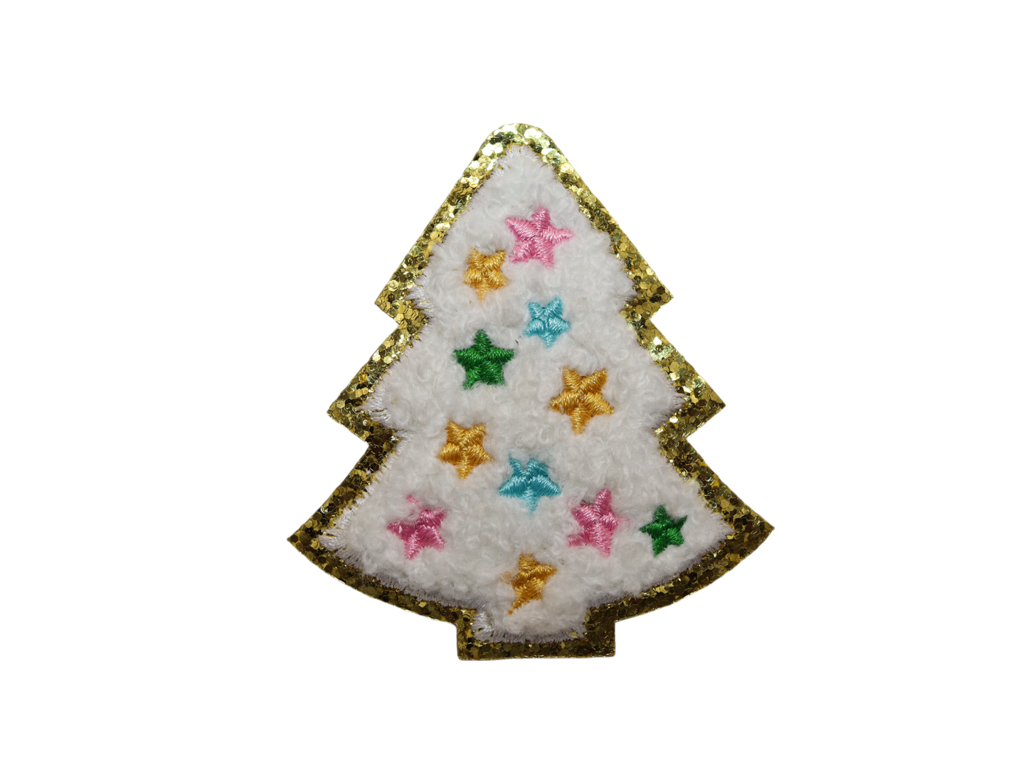 White Christmas Tree Chenille Iron-On Patch