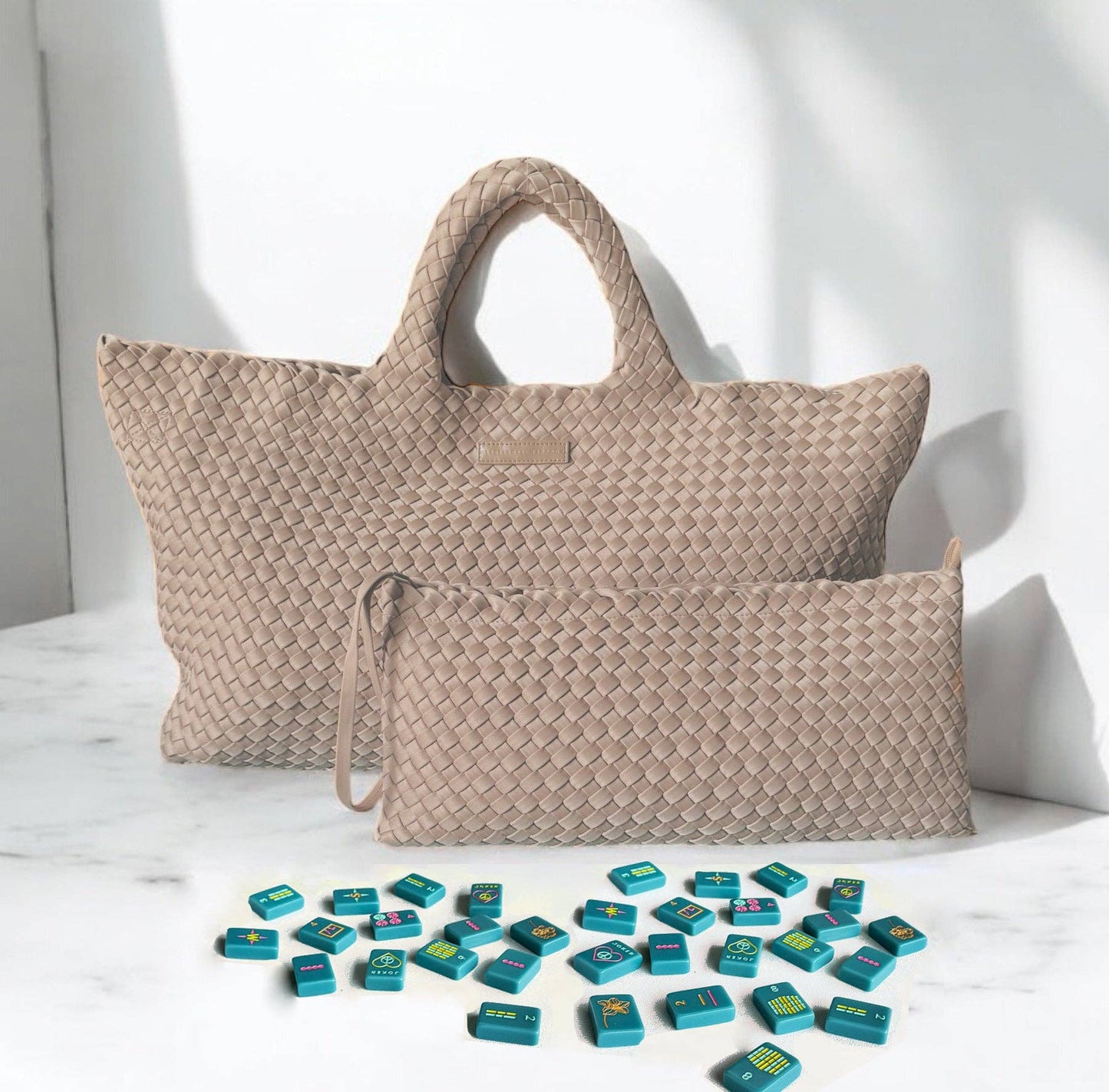 Woven Mahjong Carryall - 6 Colors: Teal